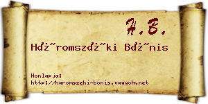 Háromszéki Bónis névjegykártya
